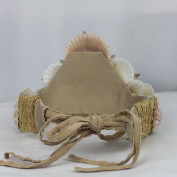 Mermaid Seashell Pearl Crown with Ties Handcrafted main image 7
